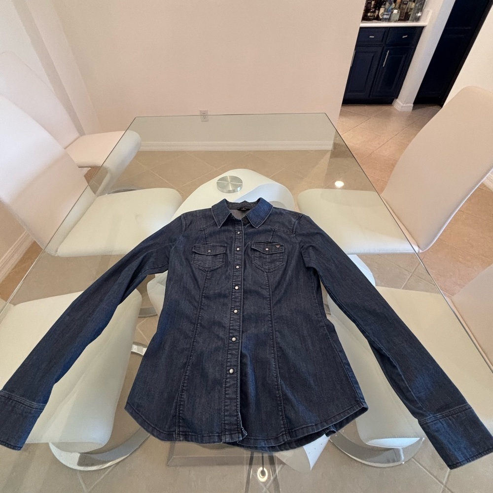 Guess Indigo Denim Shirt Very Stretchy & Comfortable